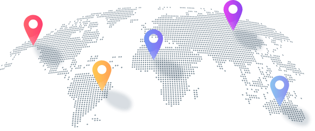 Dotted world map with location pins marking StreamWay edge server regions