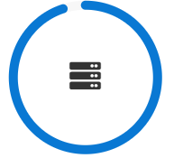Circular icon containing a stacked server rack
